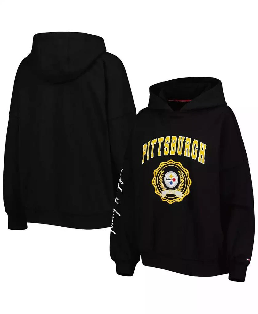 商品Tommy Hilfiger|Women's Black Pittsburgh Steelers Becca Drop Shoulder Pullover Hoodie,价格¥667,第1张图片