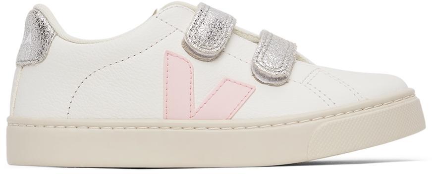 商品Veja|Kids White & Silver Leather Esplar Sneakers,价格¥697,第1张图片