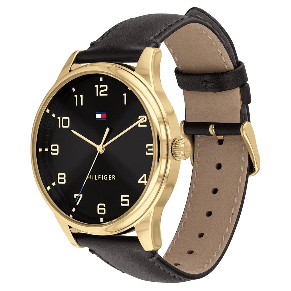 Men's Dark Brown Leather Strap Watch 44mm, Created for Macy's商品第2张图片规格展示