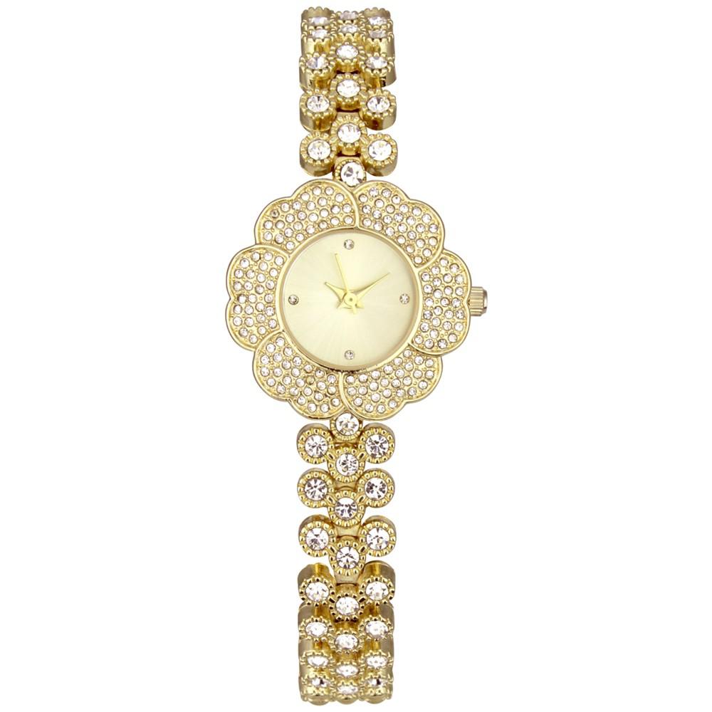 Women's Crystal Flower Gold-Tone Bracelet Watch 35mm商品第1张图片规格展示