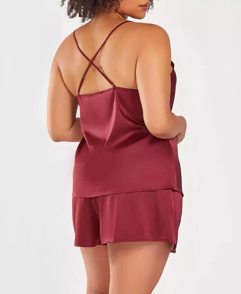 商品iCollection|Plus Size Silky 2 Piece Camisole and Shorts Pajama Set in Lace Trims,价格¥401,第2张图片详细描述