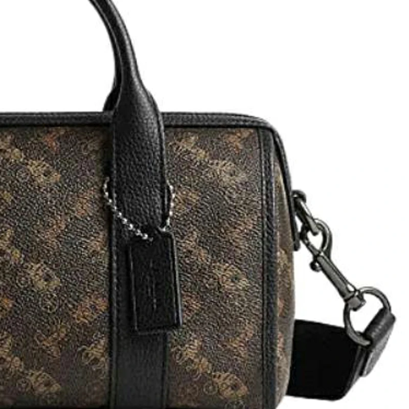 商品[国内直发] Coach|蔻驰 Gotham 24 经典老花铭牌五金扣 PVC配牛皮革 波士顿包手提单肩斜挎旅行包 中号 男女同款情侣款 巧克力色,价格¥2624,第5张图片详细描述