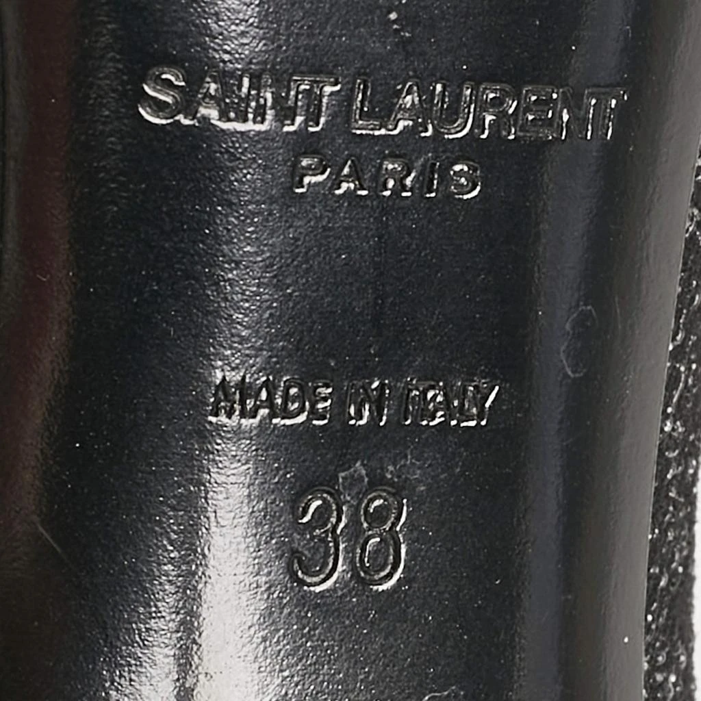 Saint Laurent Black Glitter and Textured Leather Pointed Toe Pumps Size 38 商品
