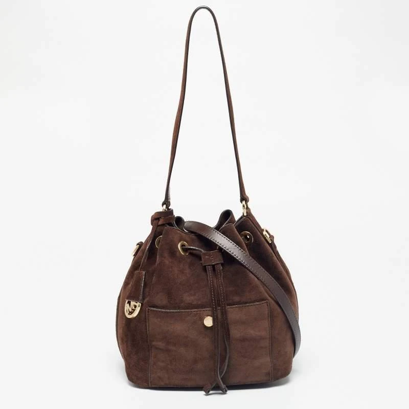 商品[二手商品] Michael Kors|Michael Kors Dark Brown Suede and Leather Greenwich Bucket Bag,价格¥803,第1张图片