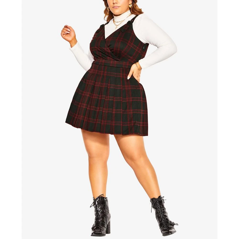 商品City Chic|Plus Size Trendy Pinafore Check Dress,价格¥742,第1张图片