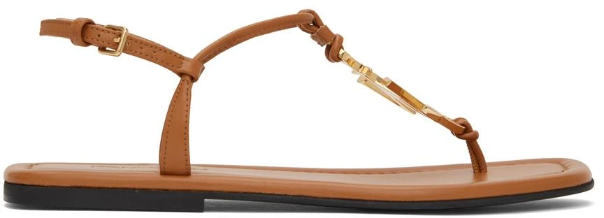 商品JW Anderson|Tan Logo Flat Sandals,价格¥994,第1张图片