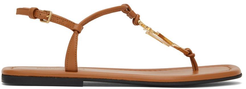 商品JW Anderson|Tan Logo Flat Sandals,价格¥2814,第1张图片