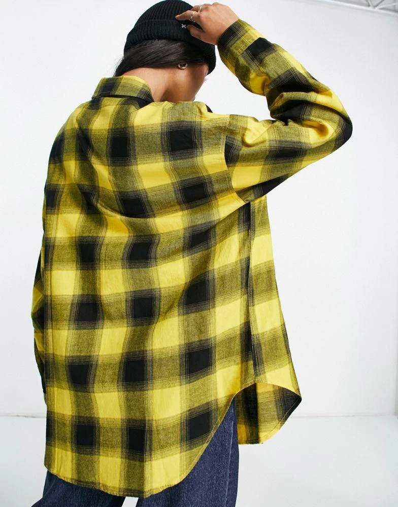 商品ASOS|ASOS DESIGN long sleeve boyfriend shirt in yellow and black check,价格¥101,第2张图片详细描述