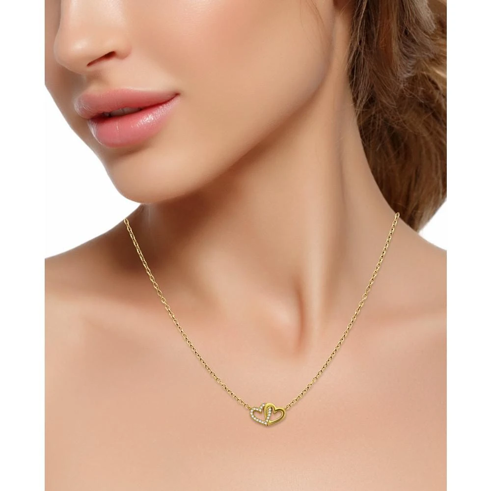 商品Giani Bernini|2-Pc. Set Cubic Zirconia Double Heart Pendant Necklace & Matching Stud Earrings in 18k Gold-Plated Sterling Silver, Created for Macy's,价格¥744,第2张图片详细描述