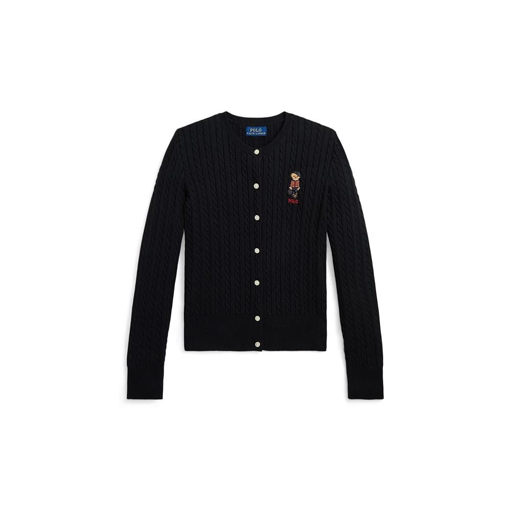 商品Ralph Lauren|Big Girls Polo Bear Mini-Cable Cotton Cardigan Sweater,价格¥489,第1张图片