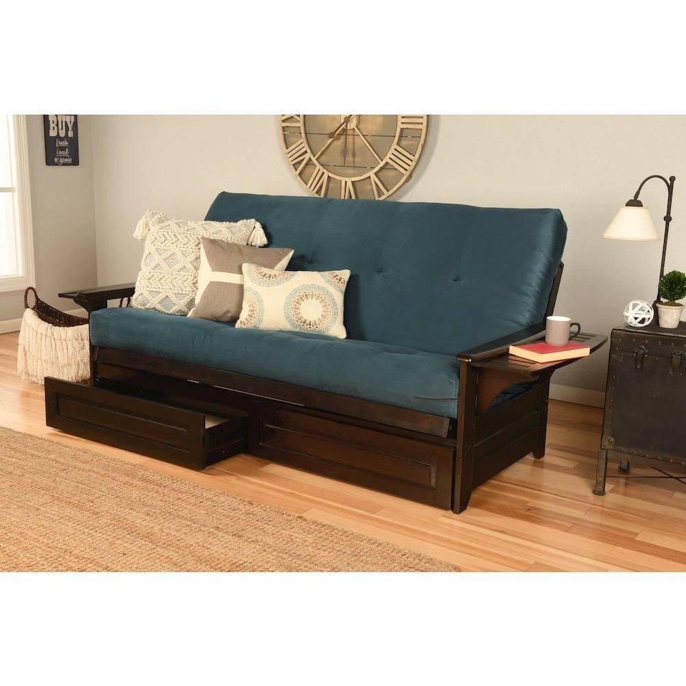 商品KODIAK|Phoenix Frame-Espresso Finish-Suede Navy Mattress-Storage Drawers,价格¥8210,第1张图片详细描述