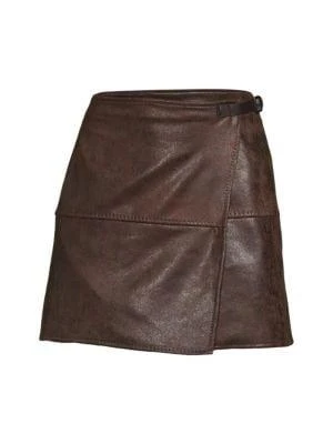 商品Max Studio|Faux Leather Faux Wrap Skirt,价格¥301,第3张图片详细描述