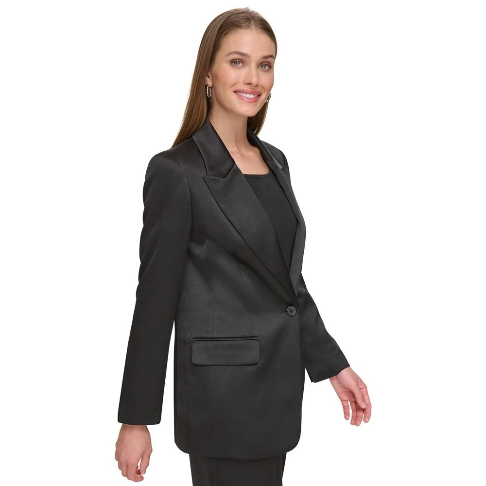 商品DKNY|Women's Satin Peak Collar One Button Blazer,价格¥238,第3张图片详细描述