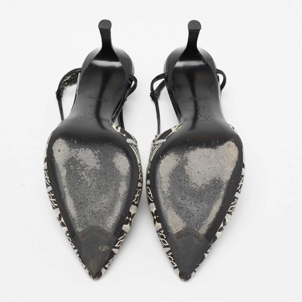 Louis Vuitton Black/White Canvas And Patent Leather Cherie Slingback Pumps Size 36 商品
