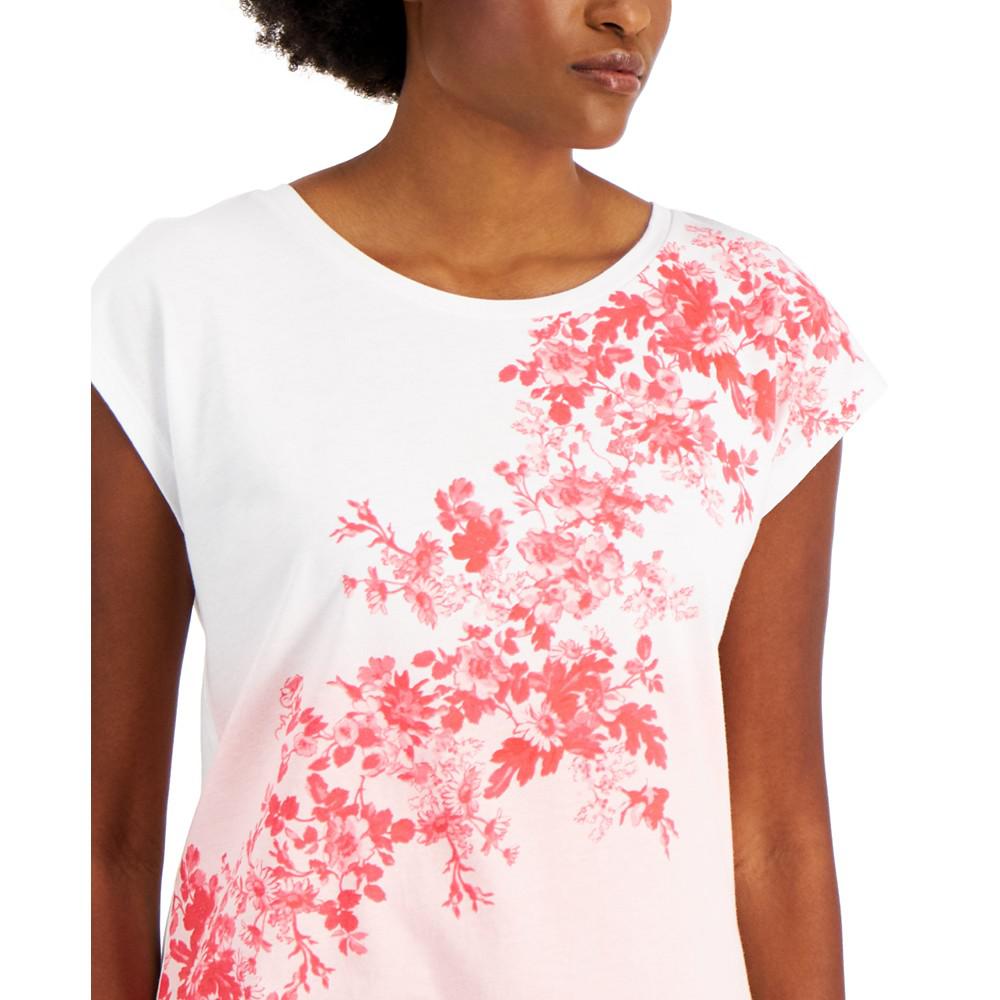 Women's Ombre Floral Short Sleeve T-Shirt商品第3张图片规格展示