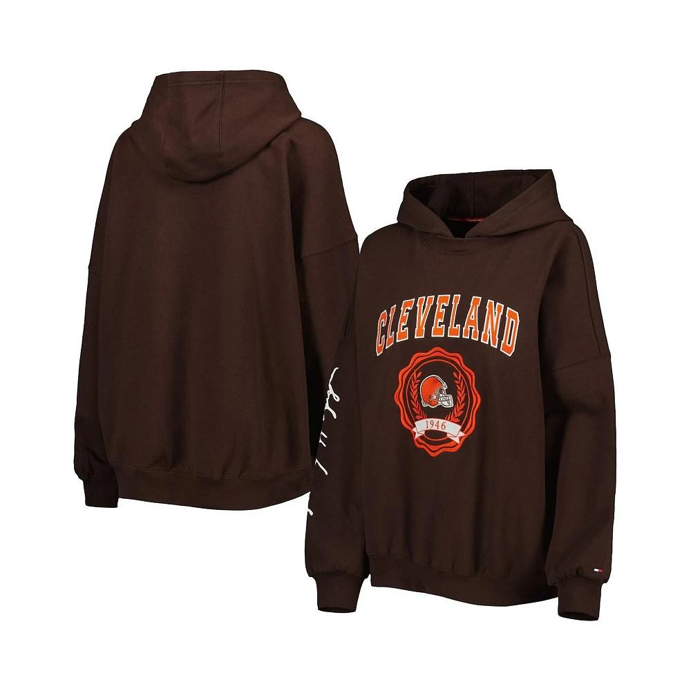 商品Tommy Hilfiger|Women's Brown Cleveland Browns Becca Drop Shoulder Pullover Hoodie,价格¥505,第1张图片