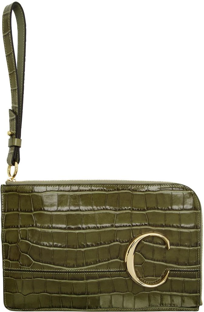 商品Chloé|Green 'Chloé C' Flat Pouch,价格¥2159,第1张图片
