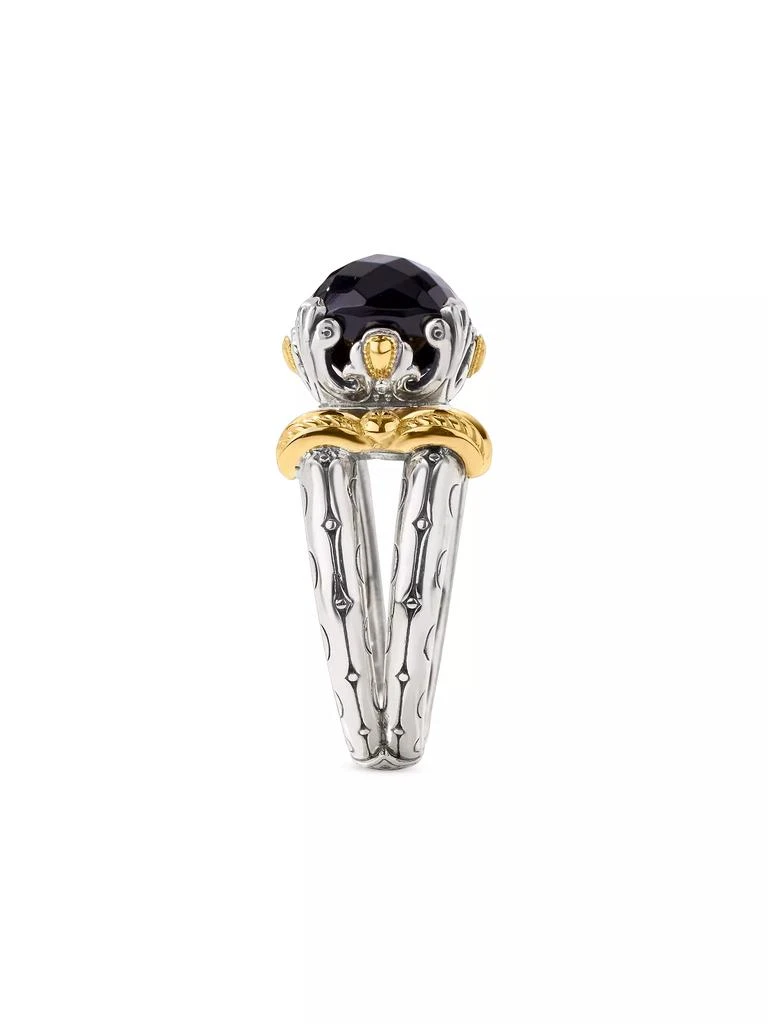 商品Konstantino|Anthos Dual Ray Sterling Silver, 18K Yellow Gold & Black Onyx Solitaire Ring,价格¥6223,第2张图片详细描述