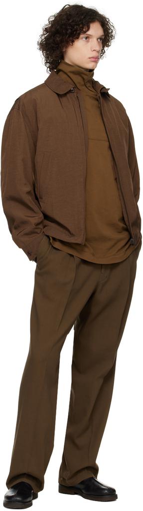 棕色 Loose Pleated 长裤商品第4张图片规格展示