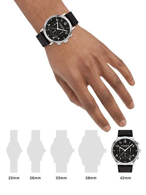 商品Coach|Harrison Stainless Steel Leather Strap Watch,价格¥1515,第4张图片详细描述