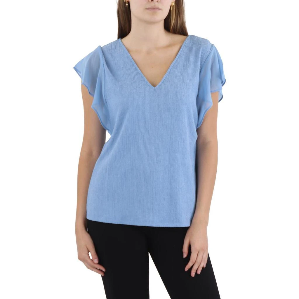 Calvin Klein Womens Chiffon Trim V Neck Blouse 商品