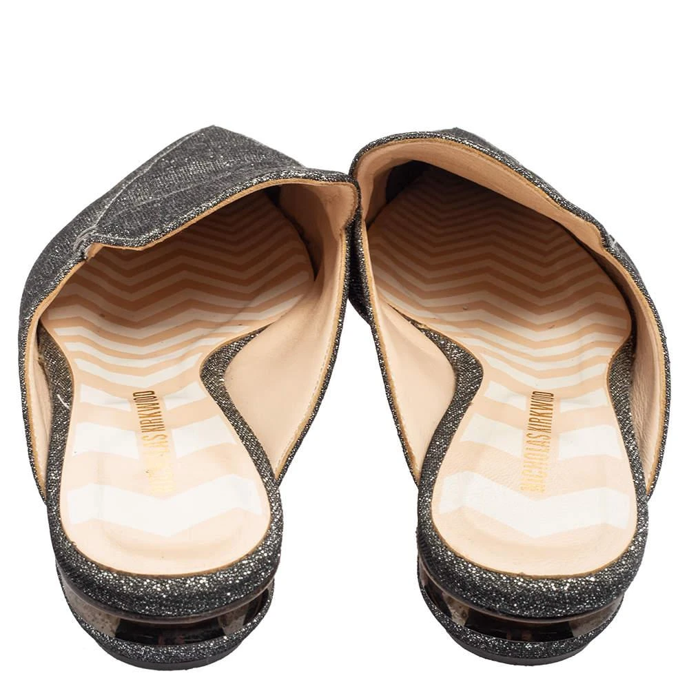 商品[二手商品] Nicholas Kirkwood|Nicholas Kirkwood Grey Glitter Fabric Beya Flat Pointed-Toe Mules Size 37,价格¥1071,第5张图片详细描述