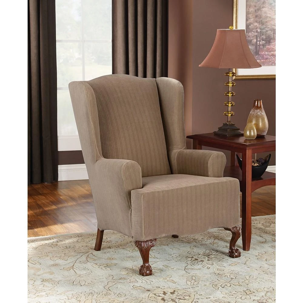 Stretch Pinstripe One Piece Wing Chair Slipcover 商品