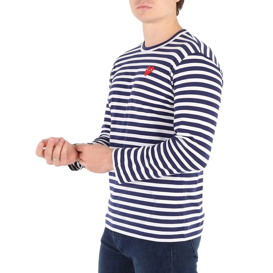 商品Comme des Garcons|Play Navy / White Long Sleeve Heart Logo Stripe Tee,价格¥436,第3张图片详细描述