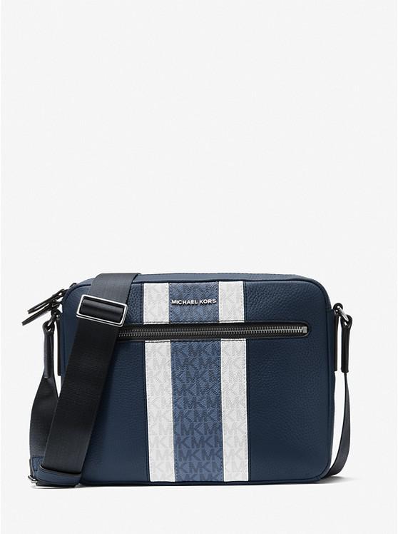 Hudson Pebbled Leather and Logo Stripe Camera Bag商品第1张图片规格展示