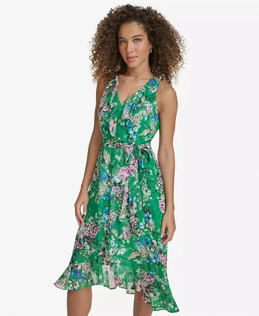 商品Kensie|Women's Floral-Print Ruffled Sleeveless Midi Dress,价格¥957,第3张图片详细描述