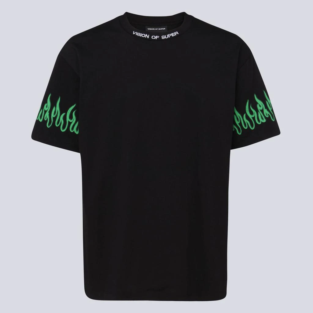 商品VISION OF SUPER|BLACK AND GREEN COTTON T-SHIRT,价格¥419,第1张图片