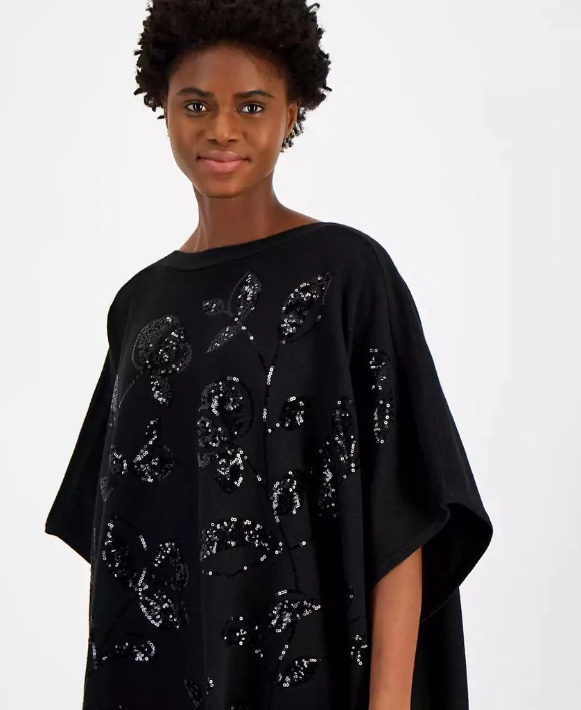 商品Anne Klein|Women's Sequin-Detail Poncho Top,价格¥516,第3张图片详细描述