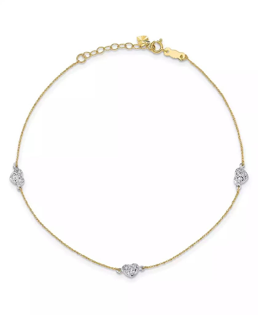 商品Macy's|Puff Heart Anklet with 1" Anklet in 14k Yellow and White Gold,价格¥3219,第1张图片