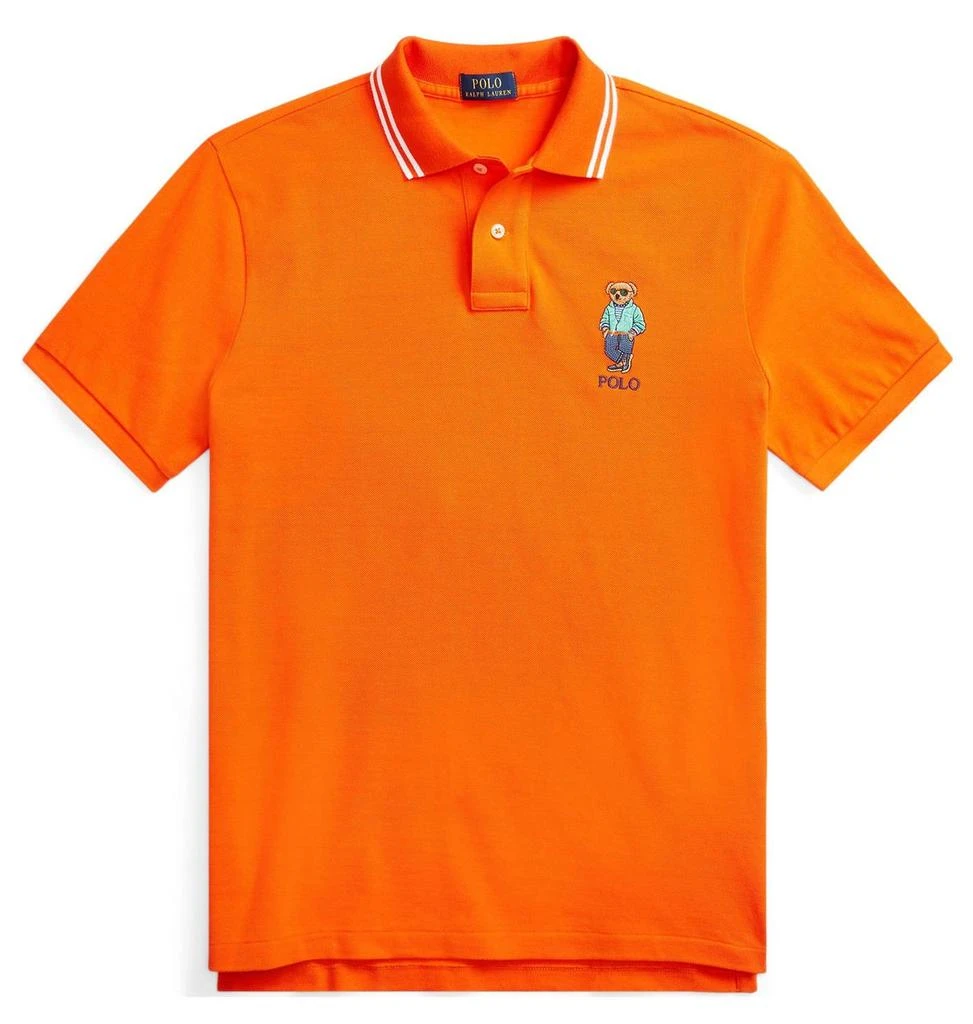 商品Ralph Lauren|Polo Ralph Lauren Custom Bear Polo Contrast Piping Embroidery Orange,价格¥1302,第1张图片