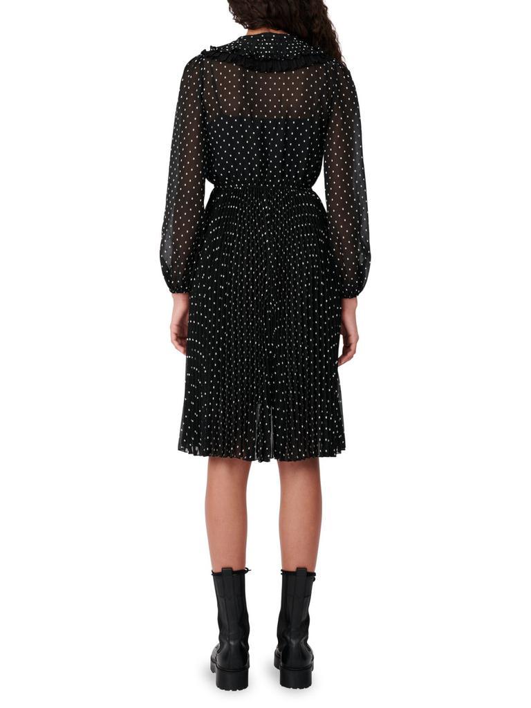 商品Maje|Ribul Pleated Polka Dot Muslin Dress,价格¥1103,第4张图片详细描述