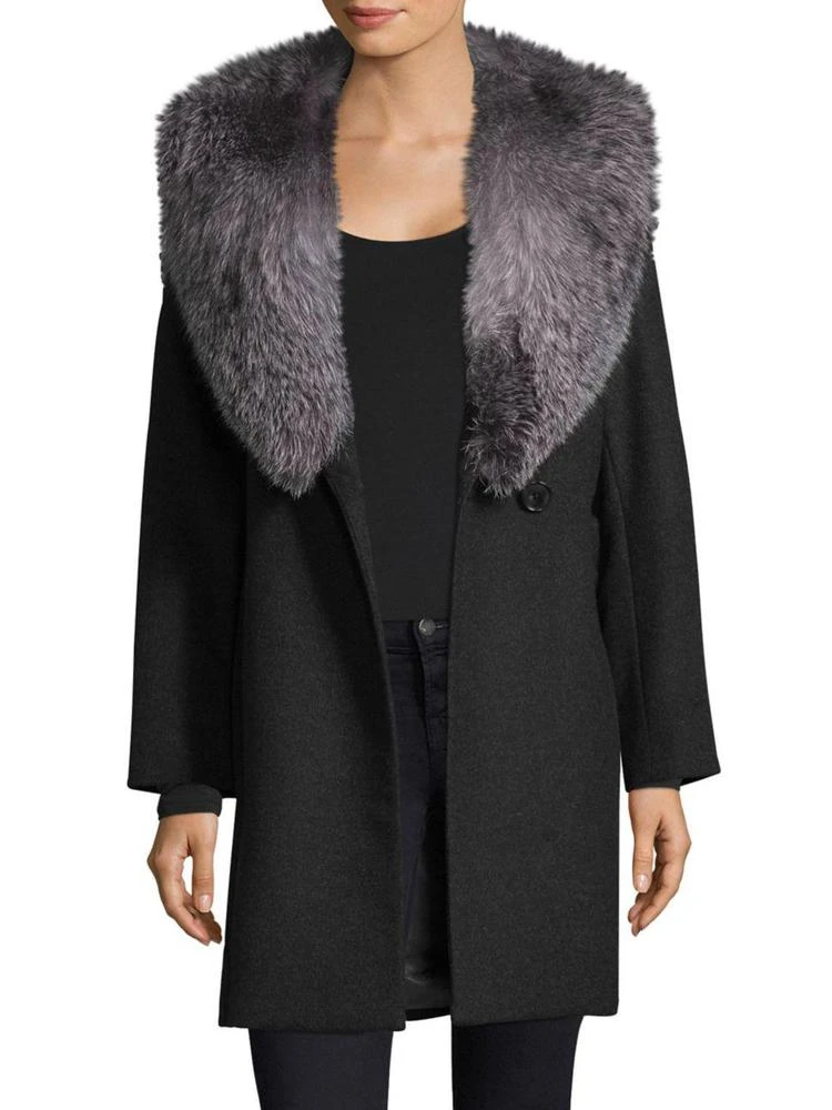 商品Sofia Cashmere|Oversize Fox Fur Collar Wrap Coat,价格¥5385,第1张图片