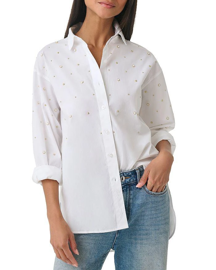 商品Karl Lagerfeld Paris|Embellished Cotton Shirt,价格¥490,第1张图片