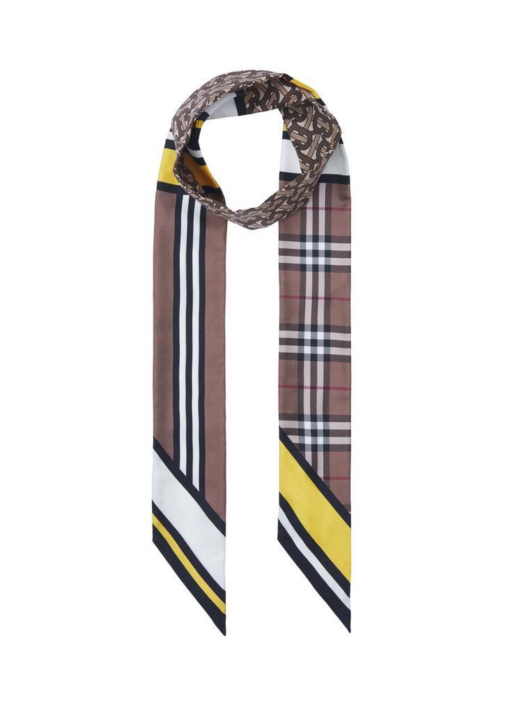 商品Burberry|Montage print silk skinny scarf,价格¥1484,第1张图片