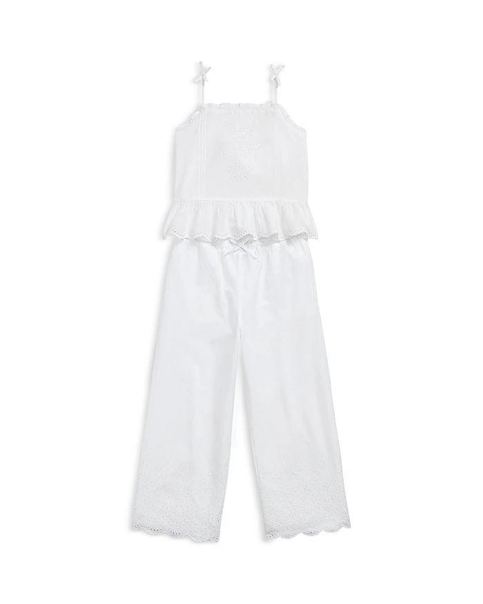 商品Ralph Lauren|Girls' Eyelet-Embroidered Cotton Top & Pants Set - Little Kid, Big Kid,价格¥421,第1张图片