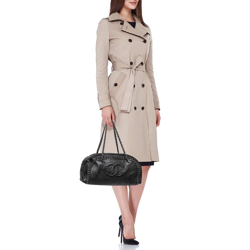 商品[二手商品] Chanel|Chanel Black Leather Medium Luxe Ligne Bowler Bag,价格¥10063,第4张图片详细描述