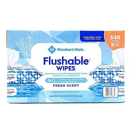 商品Member's Mark|Member's Mark Flushable Wipes 60/pk., 9 pk.,价格¥115,第2张图片详细描述