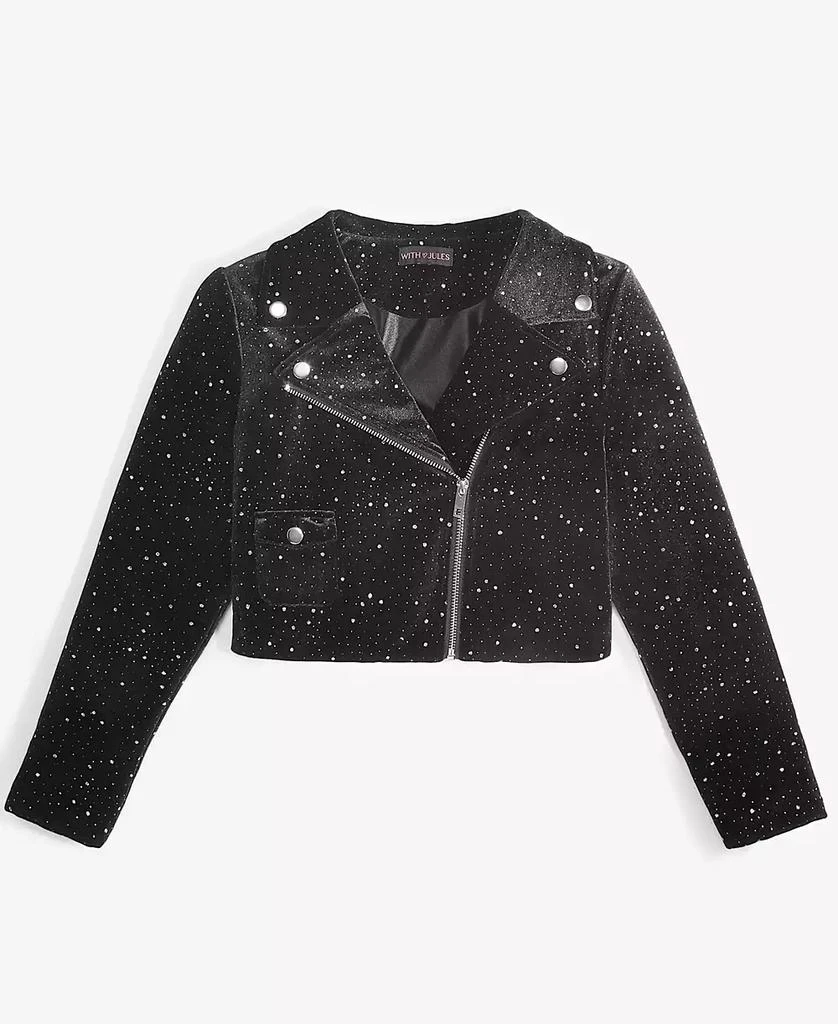 商品With Jules|Big Girls Velvet Sparkle Moto Jacket,价格¥382,第1张图片