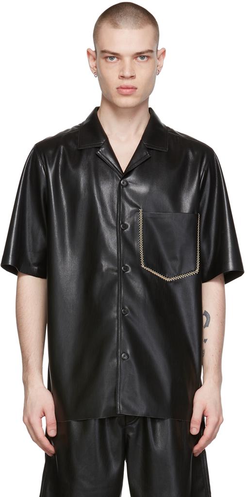 Black Bodil Vegan Leather Shirt商品第1张图片规格展示