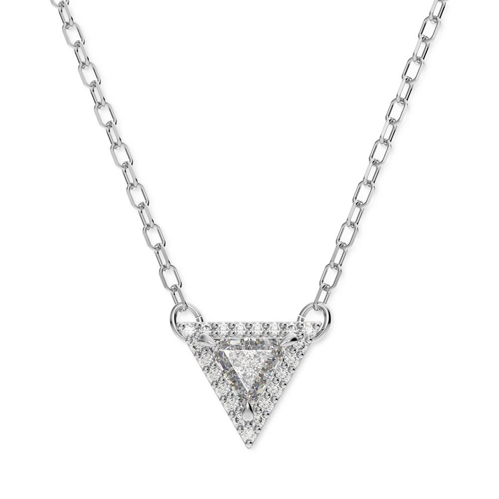 商品Swarovski|Silver-Tone Crystal Triangle Pendant Necklace, 14-1/8" + 2" extender,价格¥318,第1张图片