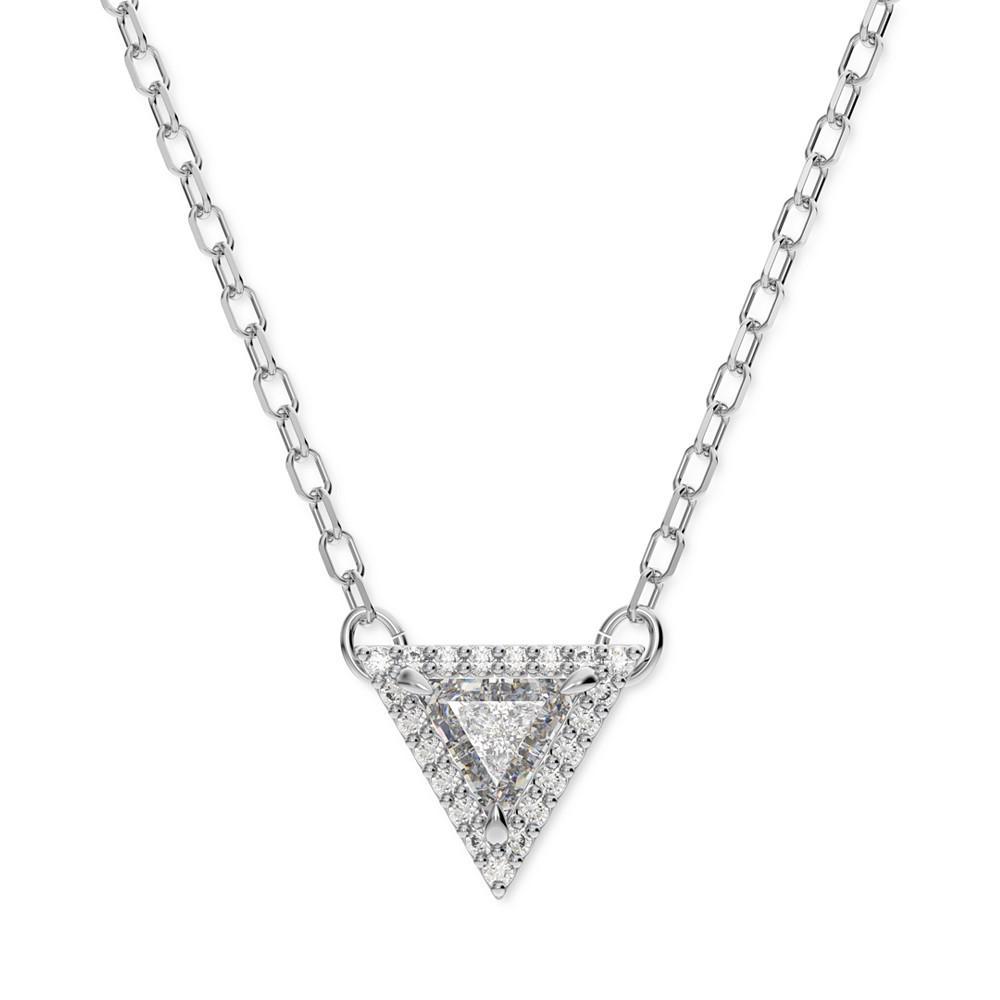 商品Swarovski|Silver-Tone Crystal Triangle Pendant Necklace, 14-1/8" + 2" extender,价格¥1070,第1张图片