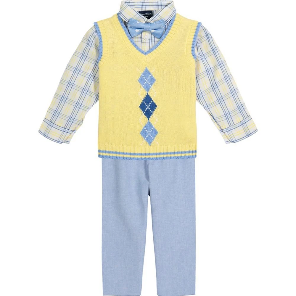 商品Nautica|Baby Boys Argyle Sweater Vest 4 Piece Set,价格¥248,第1张图片