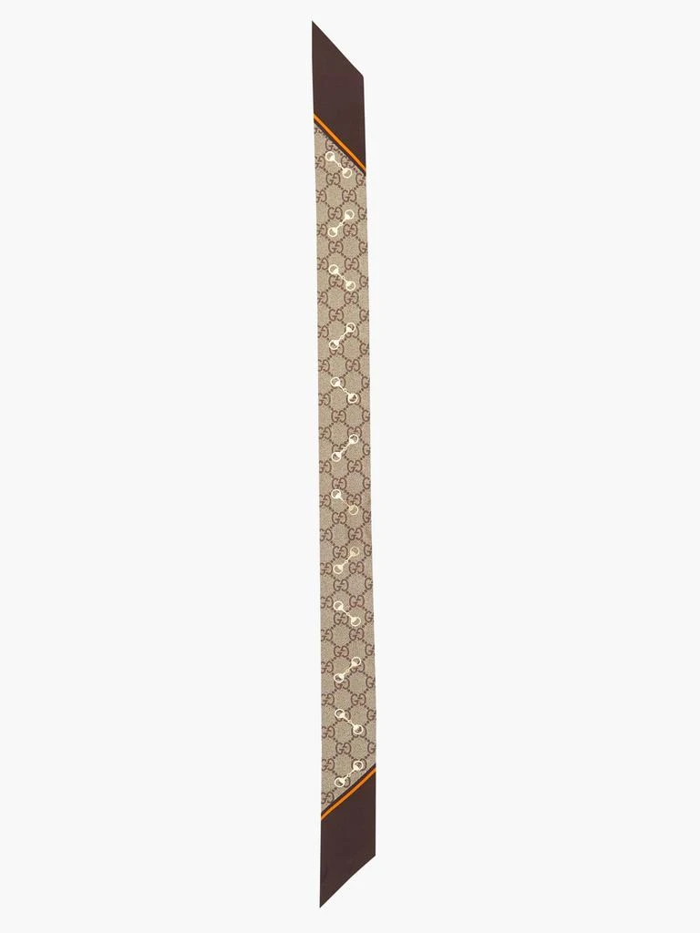 商品Gucci|Horsebit and GG-print silk-faille scarf,价格¥1841,第3张图片详细描述