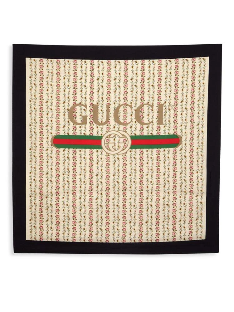 商品Gucci|Gucci - Silk Vintage Logo and Rose Print Scarf,价格¥3712,第2张图片详细描述