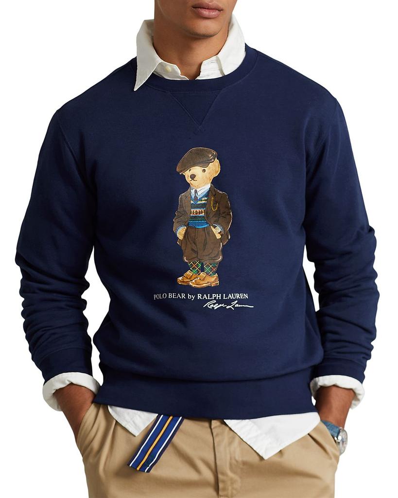 Cotton Blend Fleece Polo Bear Print Crewneck Sweatshirt商品第1张图片规格展示