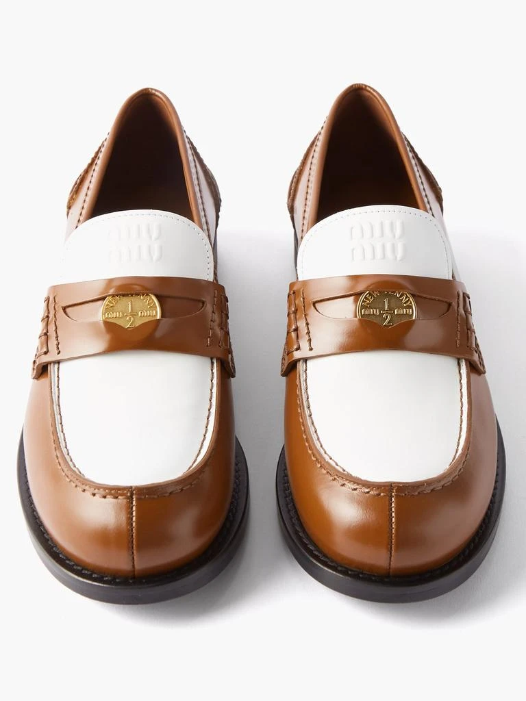 商品Miu Miu|Two-tone patent-leather penny loafers,价格¥7124,第5张图片详细描述